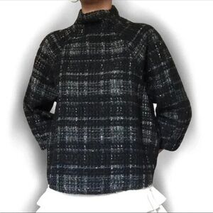NWT Zara Tweed 3/4 Sleeve Mockneck Top